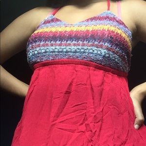 Red Summer Shirt with Cross-Stringed Back